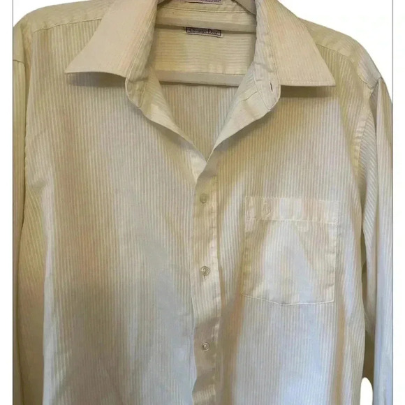 CHRISTIAN DIOR Longsleeve Button Down White Verticle Striped Shirt * VINTAGE - Picture 4 of 14